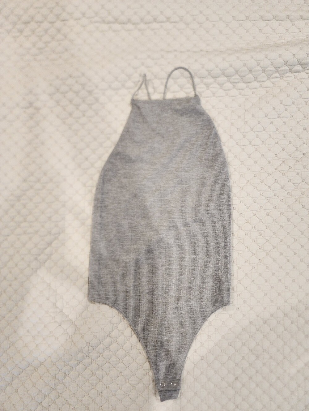 Grey Ribbed Women One-Piece Bodysuit